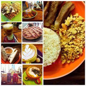 We serve satisfying vegan Filipino-style ‘bagnet’ rice meals. at The Kismet Cafe in Makati