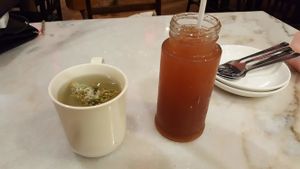 The lemongrass pandan tea, and the nutmet juice, were both good at Yun Shan Ge Vegetarian House - Penang St in Penang