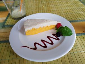 Raw carrot cake, 7 euros small portion at EcoCentro in Ibiza