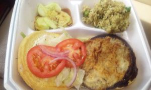 Bella burger topped with eggplant at The Spoiled Vegan in Monroe