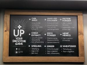 The Island Jar's Smoothie Add On Menu at The Island Jar in Little Current