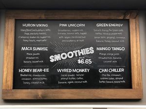 The Island Jar's Soothie Menu at The Island Jar in Little Current