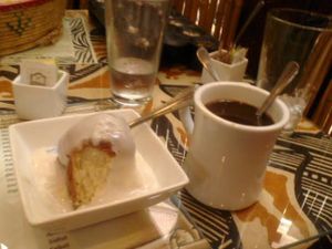 Vegan dessert on the menu and Ethiopian coffee.  Absolutely delicious.  Raw sugar is also available.   at Queen of Sheba in Spokane