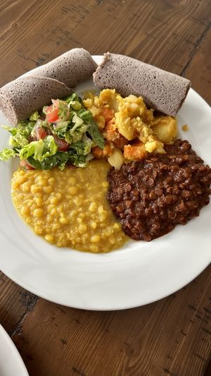Plated at home Veg Platter  at Queen of Sheba in Spokane