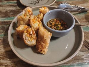 Spring rolls at Dandy's Organic Cafe in Hong Kong Island