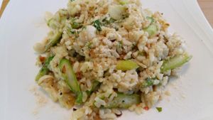 Special of the day: risotto with green asparagus. at Loving Hut in Amsterdam