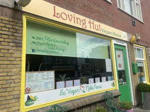 Outside  at Loving Hut in Amsterdam