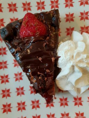 brownie pie at Loving Hut in Amsterdam