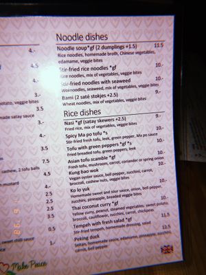 Menu 2 at Loving Hut in Amsterdam