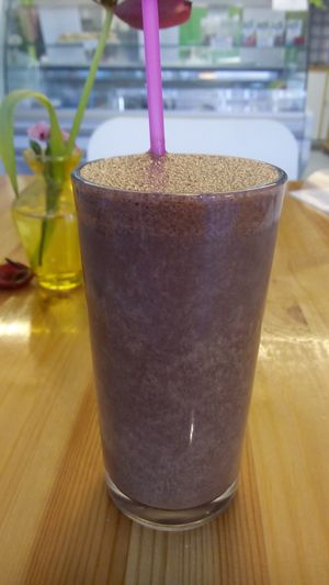 Chocolate milkshake at Loving Hut in Amsterdam
