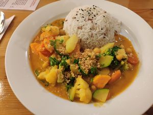 Curry at Loving Hut in Amsterdam