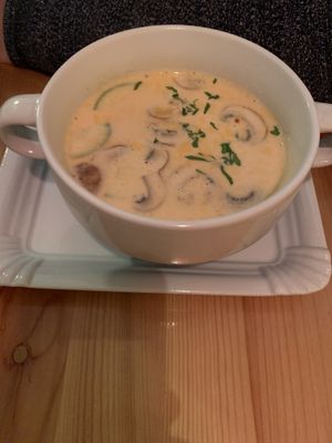 Coconut soup  at Loving Hut in Amsterdam