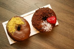 chocolate donuts at Holy Donut in Kaunas