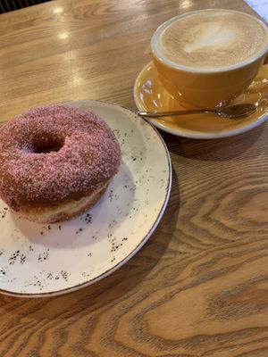 Vegan Donut with Soymilk Coffee  at Holy Donut in Kaunas