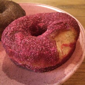 Raspberry and cinnamon donut at Holy Donut in Kaunas