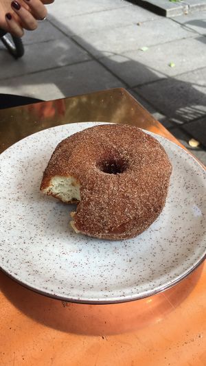 Vegan cinnamon doughnut at Holy Donut in Kaunas