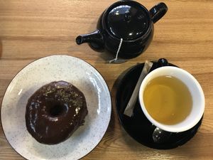 Dark chocolate donut at Holy Donut in Kaunas