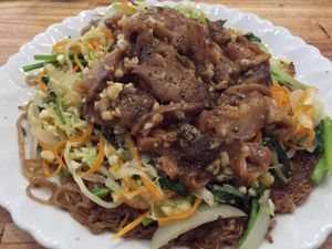 fried noodles with mushrooms  at May Taste in Hanoi