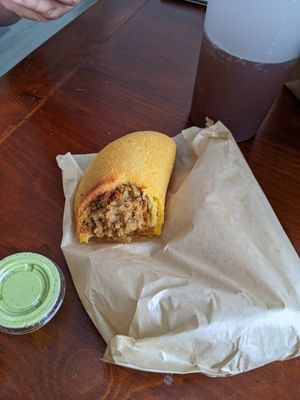 Colombia beef empanada at Parlour Vegan Bakery in Plantation