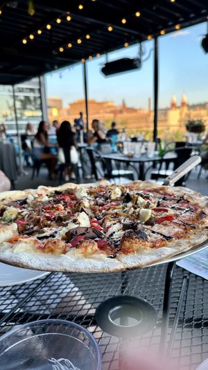 Vegan Pie on the patio  at Versalia Pizza in Spokane
