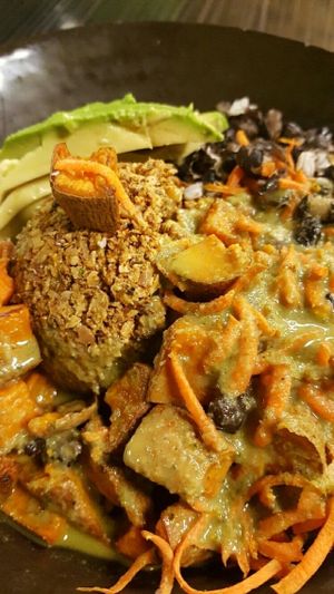 taco bowl with added sweet potatoes at Nourish in Gilbert