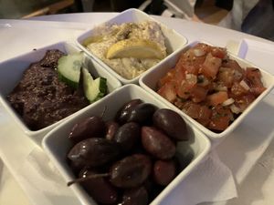 Mezze plate dips  at Cafe Menta in Vienna