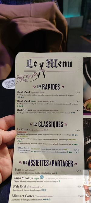 Menu at Le Dernier Bar avant la Fin du Monde in Paris