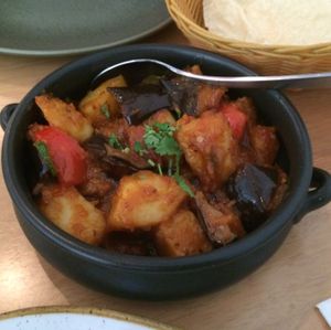 eggplant and potato masala at Green Mushroom in Newtown