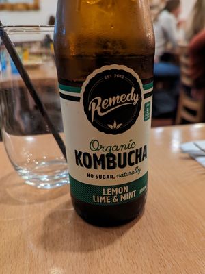 They also have drinks BTW. My associate bought this, I had a sip and it was pretty nice. So I took a photo. at Green Mushroom in Newtown