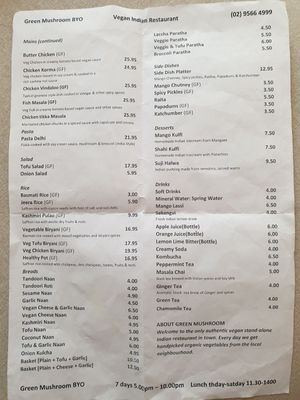 Menu November 2023 at Green Mushroom in Newtown