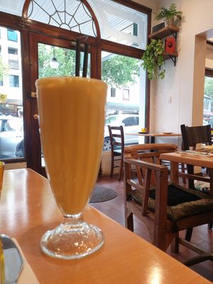 Mango lassi at Green Mushroom in Newtown