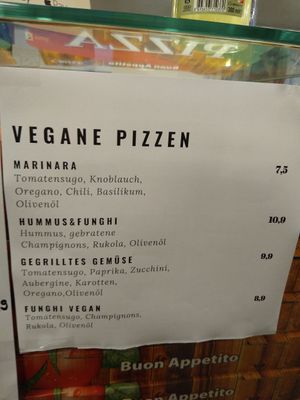 Vegan menu at Unter Freunden in Heidelberg