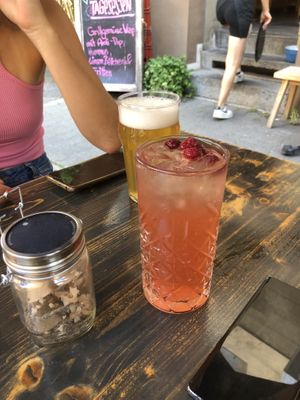 raspberry lemonade and Radler (beer with homemade lemonade )  at Cafe Rost in Mannheim