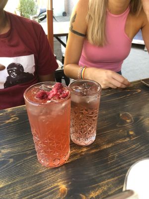 Vodka Rhubarb and raspberry lemonade   at Cafe Rost in Mannheim