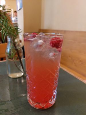 Homemade raspberry lemonade at Cafe Rost in Mannheim