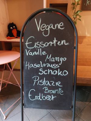 Selection of vegan ice-cream flavours (cashew-based) at Cafe Rost in Mannheim
