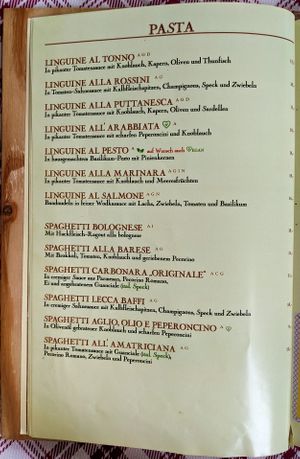 Menu page at La Malga Ristorante Pizzeria Vionteca at La Malga Ristorante Pizzeria Vinoteca in Berlin