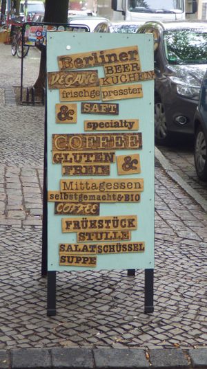 No 58 sandwich board at No58 Speiserei in Berlin