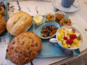 Vegan breakfast at Cafe Einzigartig in Rothenburg Ob Der Tauber