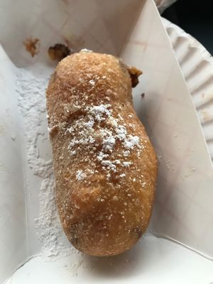 Deep fried mars bar at Apiecalypse Now Pizza and Snack Bar in Toronto