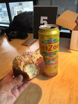 Peanut butter donut and lemonade at Apiecalypse Now Pizza and Snack Bar in Toronto