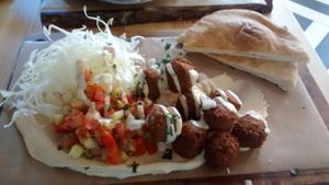 Falafel, hummus and cabbage at FLFL - Skånegatan in Stockholm