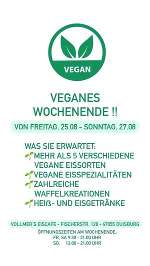 Das ist ein Beispiel der veganen Wochenendaktion at Vollmer's Eiscafe in Duisburg