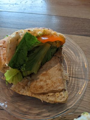 Inside the tofu sandwich at Cafe Tuyo in Montreal