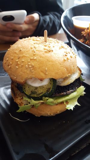 Mushroom galaxy burger at Copper Branch - Rene Levesque in Montreal