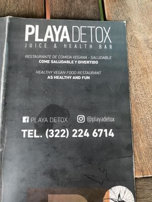 Menu at Playa Detox in Puerto Vallarta