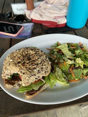 Burger 7/10 rating.  Needs more flavor at Playa Detox in Puerto Vallarta