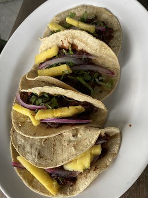 El pastor tacos (DONT RECOMMEND VERY WEIRD TASTE) at Playa Detox in Puerto Vallarta