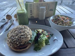 Sweet and spicy burger 🍔  at Playa Detox in Puerto Vallarta