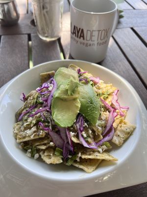 Chilaquiles verdes  at Playa Detox in Puerto Vallarta